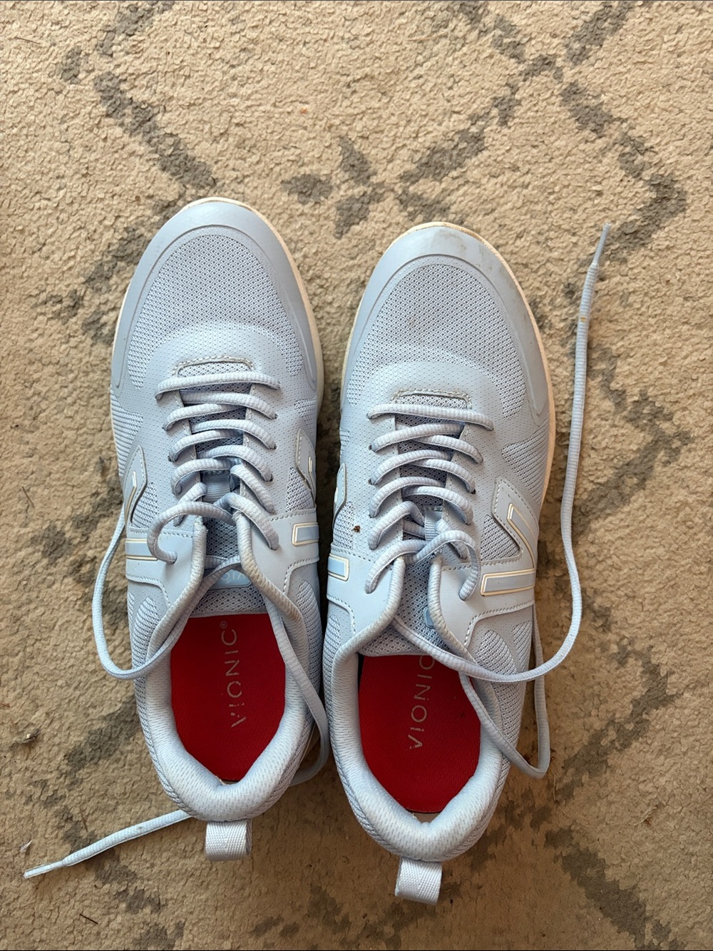 Vionic Light Gray and Red Women's Walking Sneakers